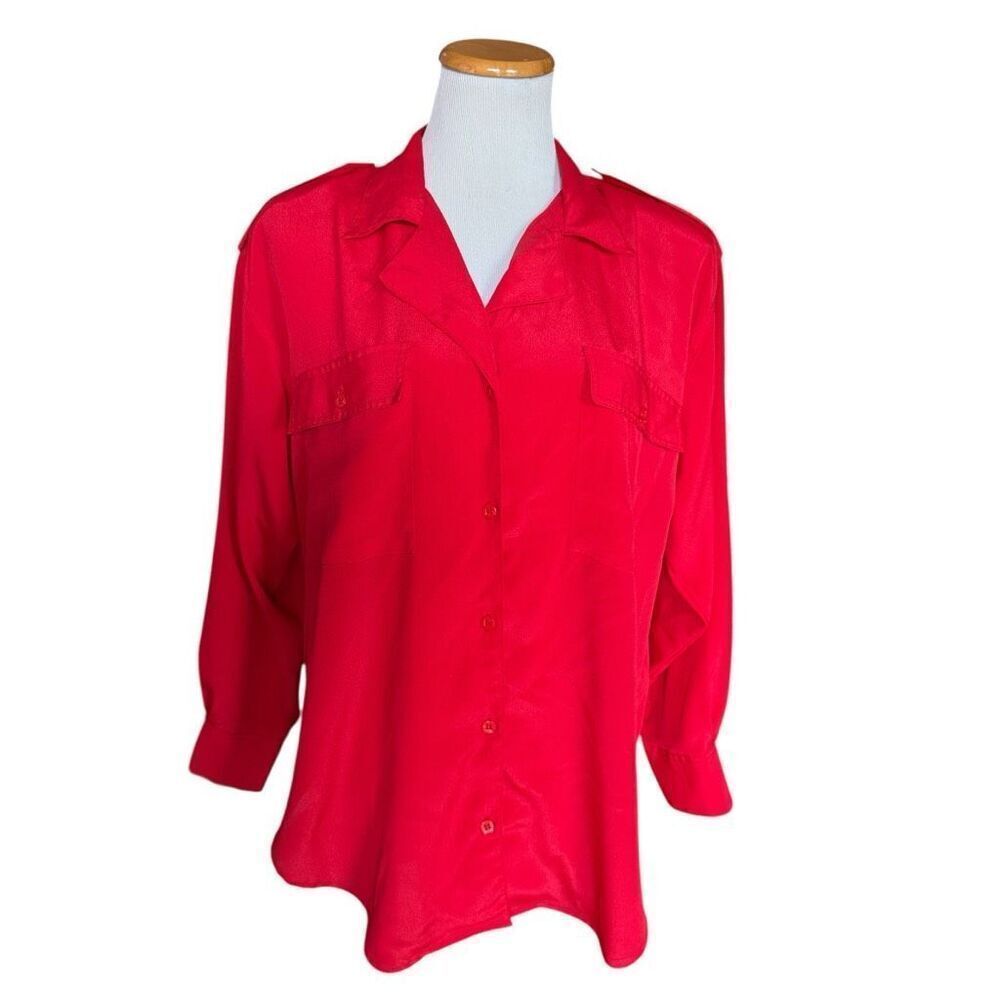 Womens Alyssa Brooke II Vintage Red Button Down Top Blouse - Sz 18W